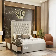Emily Chesterfield Border Cut Divan Base With Headboard With Optional Storage Drawers