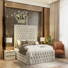 Ivanna Chesterfield Border Cut Extra Sided Design Bed Frame